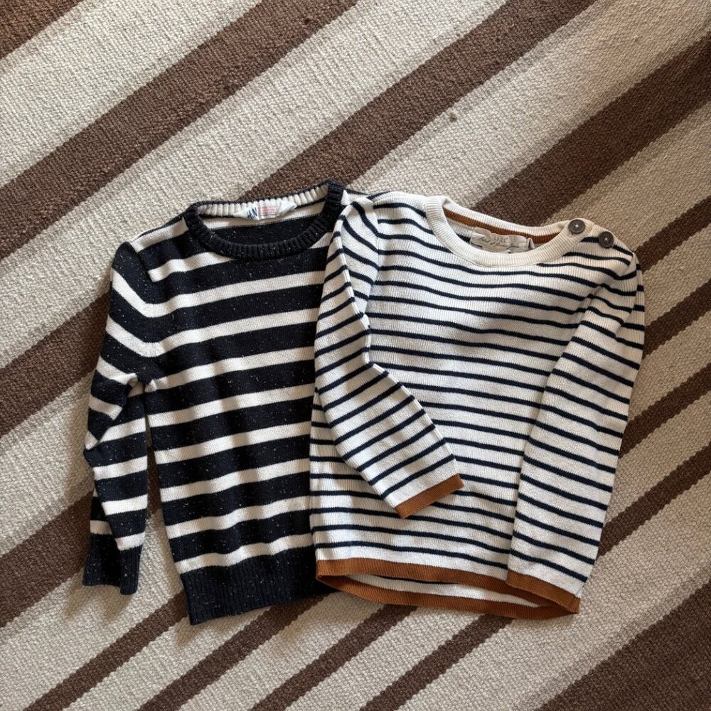 Two Boy Stripped Navy and Cream Sweaters 2T-4T